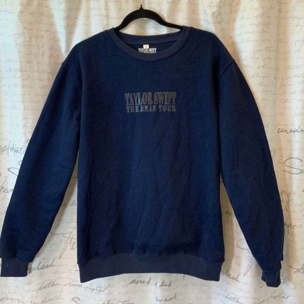 Taylor Swift The Eras Tour Navy Crewneck Sweatshirt Large Blue Concert Merch L